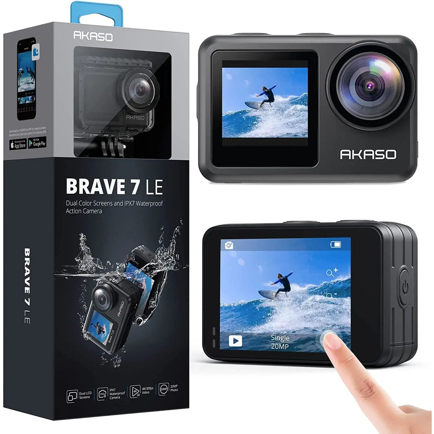 AKASO Brave 7 LE 4K30FPS 20MP WiFi Action Camera with Touch Screen EIS 2.0 - 1